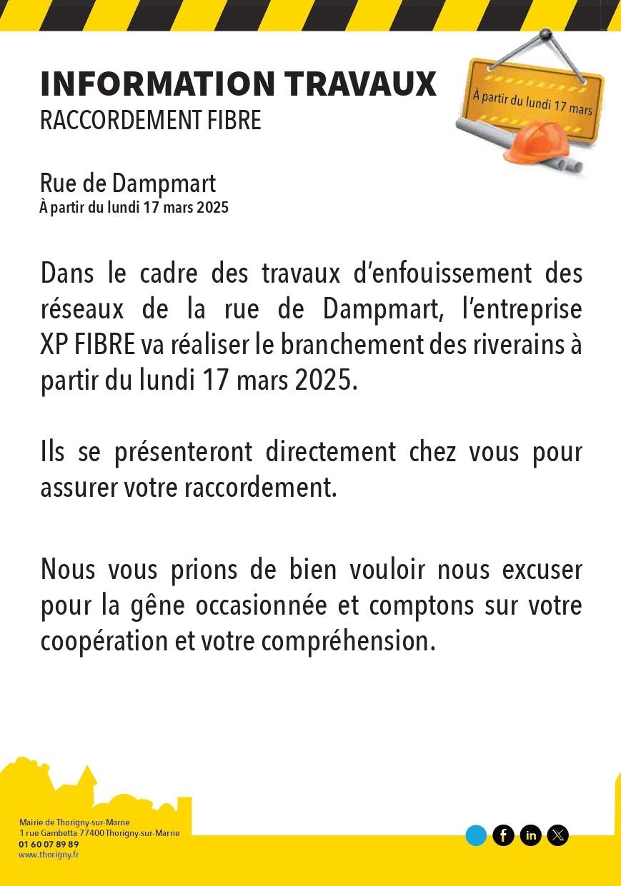 Travaux xp fibre rue de dampmart 5